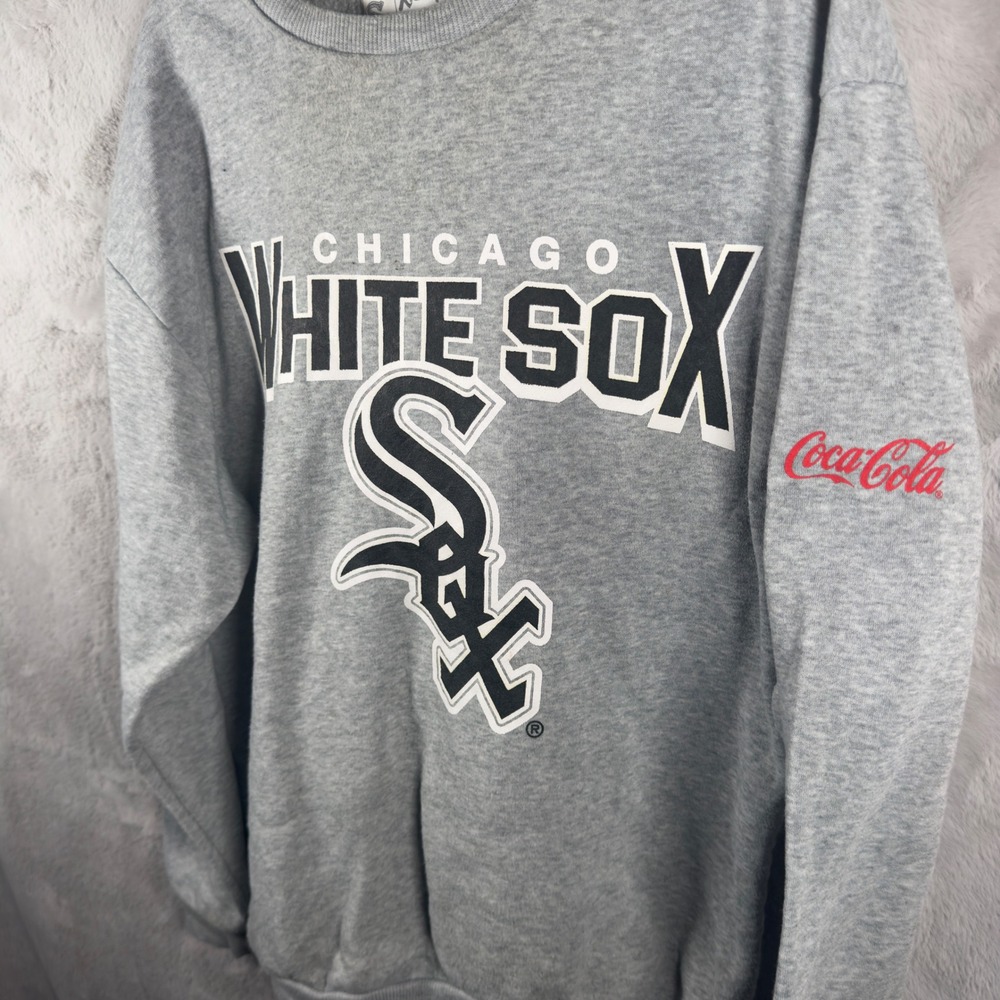 Vintage Chicago‎ White Sox Kick 10 Coca Cola Sweatshirt Gray Mens Medium MLB